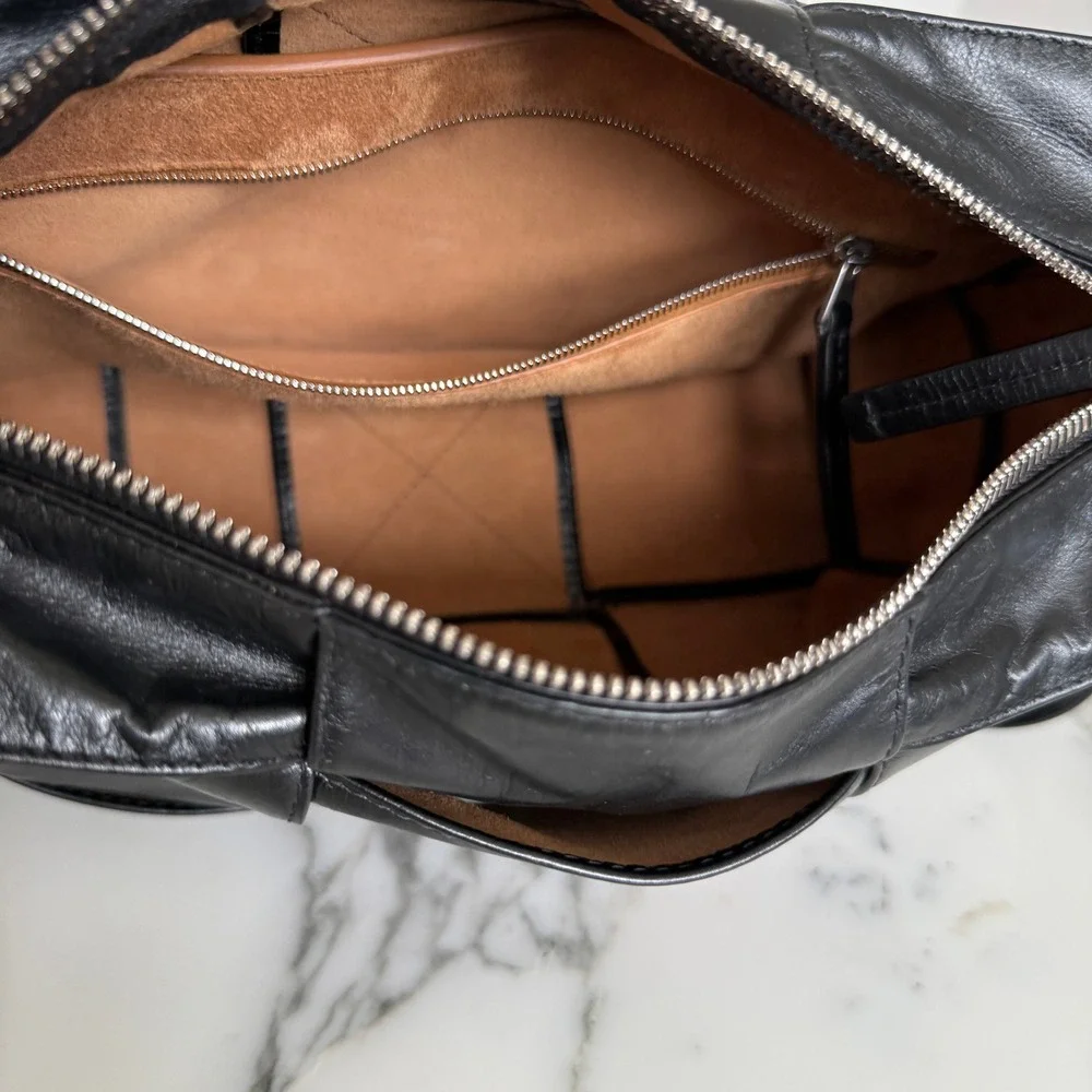 Bottega Veneta Black Intrecciato Leather Arco Camera Shoulder Bag 731165